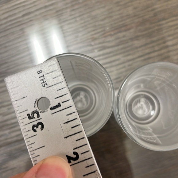 Pair of Embossed Jagermeister Frosted Glass 1 fl. oz Shot Glasses Barware Bar - Picture 9 of 14